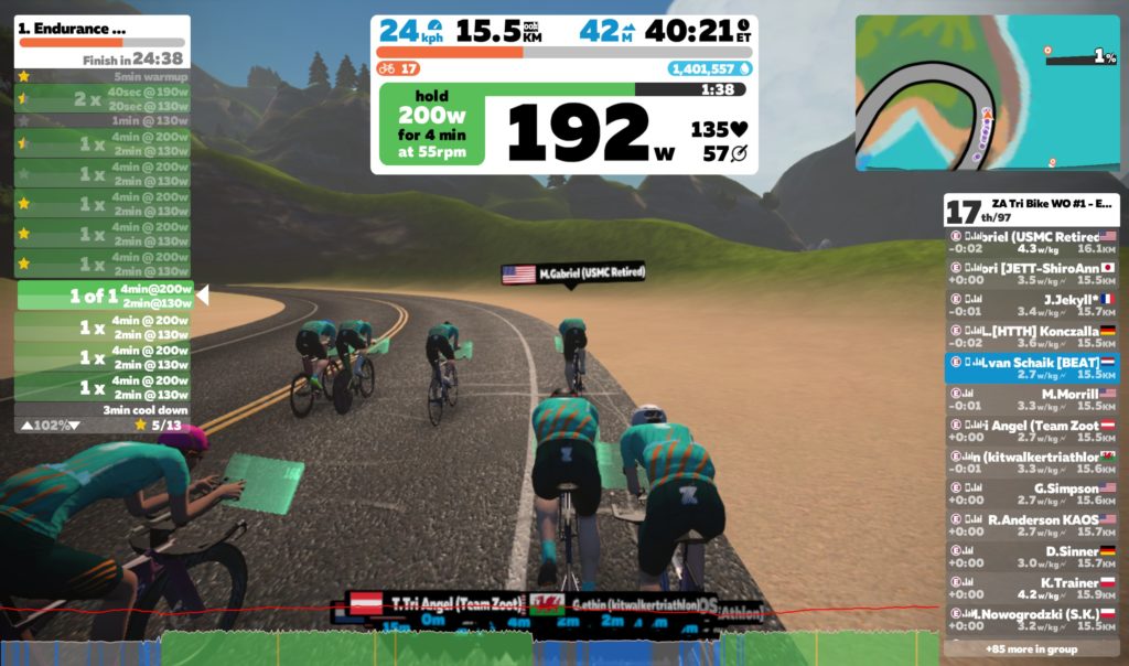 Training in Zwift Academy Tri